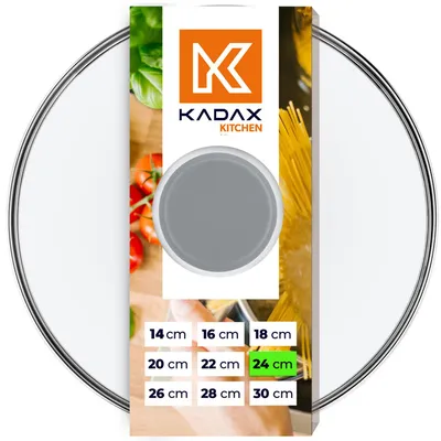 Produktbild von KADAX Glasdeckel mit Griff aus Silikon, hitzebeständiger Deckel für Topf ⌀14-30cm, Deckel mit Dampfloch, Universaldeckel in verschiedenen (24cm, grau)