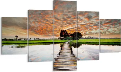 Produktbild von Bild auf Leinwand - Leinwandbild - Asien brücke see natur - 125x70cm - Wand Bild - Wanddeko - Leinwanddruck - Bilder - Kunstdruck - Wanddekoration - Leinwand bilder - Wandkunst - EA125x70-2132