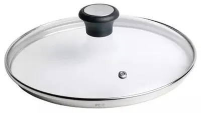 Produktbild von Tefal Glasdeckel, Rund, Transparent, Gehärtetes Glas, Schwarz, 24 cm, 240 mm
