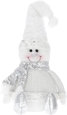 Produktbild von SPRINGOS Schneemann, sitzende Figur, 40 cm, Silberfarbe, Schmuckfiguren, Weihnachten, Weihnachtsdekoration, Weihnachtsschmuck