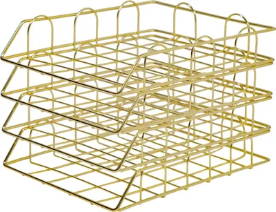 Immagine prodotto di Vassoio portadocumenti, struttura in metallo, design impilabile, oro