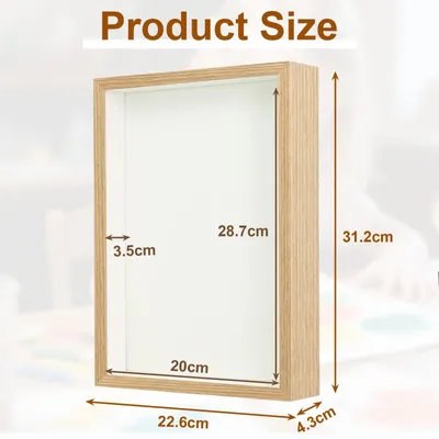 Image de Cadre photo 3D, dimensions 21x29,7 cm, profondeur 3 cm, finition bois, pour photos et objets