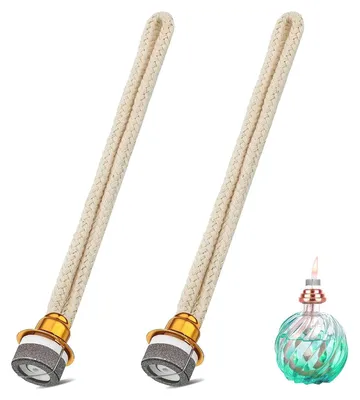 Image de Mèche de rechange pour lampes à huiles parfumées - Mèche de brûleur catalytique - Pour diffuseurs d'aromathérapie - Diamètre de 18 mm - Lot de 2 - Dorée
