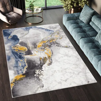 Image de Tapis SHINE Design moderne vintage gris or ÖKO-TEX 200 x 300 cm