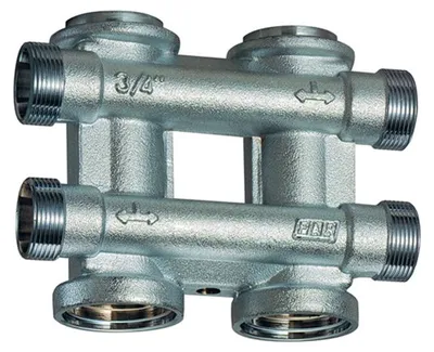 Obrázok produktu pre Komponovateľný koplanárny rozdeľovač, chrómovaný, 3/4", 2+2
