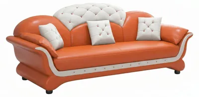 Zdjęcie produktu dla Nowoczesny zestaw mebli wypoczynkowych, 3-osobowa sofa, fotel, kolor pomarańczowy i biały, sofa do salonu, design
