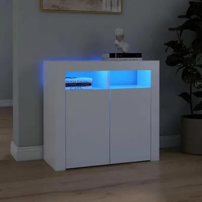 Image de Buffet avec lampes LED blanc 80x35x75 cm