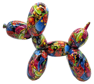Image de Gilde Figur, Ballonhund, "Street Art", Graffiti, Kunstharz, mehrfarbig, VE 1, L. 11 cm, B. 28 cm, H. 25 cm 37637 4063387376379