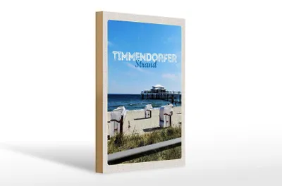 Produktbild von Holzschild Reise 20x30cm Timmendorfer Strand Strandkörbe Meer