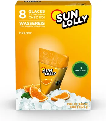 Produktbild von Sun Lolly Wassereis zum Selbsteinfrieren mit Orangengeschmack 8er