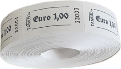 Immagine prodotto di Rotolo di scontrini Euro 1,00 bianco 1000 strappi perforati numerati in sequenza