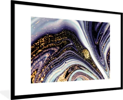 Produktbild von MuchoWow® Gerahmtes Poster Marmor - Lila - Luxus - Marmoroptik - Glitzer 90x60 cm - Poster mit Schwarzem Bilderrahmen Wandposter Rahmen Foto Bilder - Wanddekoration - Fotos