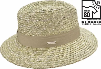 Seeberger Strohhut Fedora UV 80 in grün