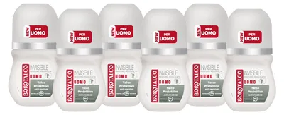Produktbild von Borotalco, Deodorant für Herren, Roll On unsichtbar, alkoholfreie Formel mit Talkum-Schutz, Anti-Flecken, Moschus, 72 Stunden Wirksamkeit, 6 Stück à 50 ml
