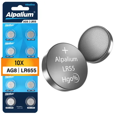 Produktbild von AG8 LR55 Knopfzelle Batterien 10er Pack - Alkaline, 1.5V Alpalium für Armbanduhren, Taschenrechner, Messgeräte und Thermometer