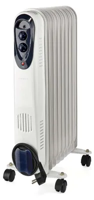 Obrázek produktu pro Mobilní olejový chladič | 800 / 1200 / 2000 W | 9 ploutví | Nastavitelný termostat | 3 Nastavení ohřevu | Ochrana proti pádu | Bílý