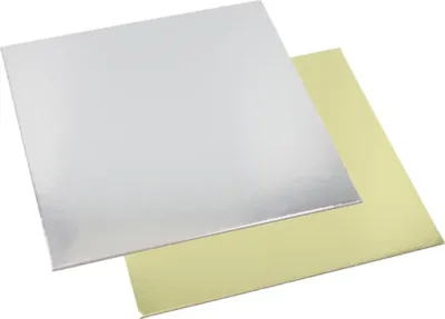 Zdjęcie produktu dla STARPAK 37319 STARPAK Płytka do tortów kwadratowa, 280 x 280 mm, złota/srebrna