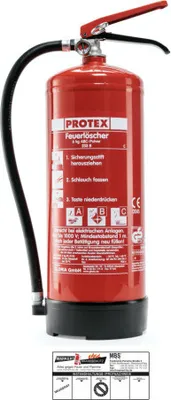 Produktbild von Gloria PDE 6 Protex – Dauerdruck Pulver Feuerlöscher mit Wandhaken, Brandklassen ABC, EN 3, 6 kg, 10LE