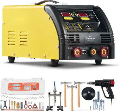 Obrázek produktu pro Svářečka důlků Dual Pro - 5 kW svářečka oceli a hliníku - profesionální stroj na zpracování plechu - vysoce výkonný nástroj pro opravy