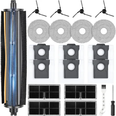 Produktbild von TriCut-Bürste Zubehör für Dreame L10s Ultra Gen 3 / X40 Ultra Complete / L40 Ultra / X40 Master/Mova P50 Pro Ultra Saugroboter, 6 Staubbeutel 4 Seitenbürsten 4 Wischtücher 4 Filter 1 Hauptbürste