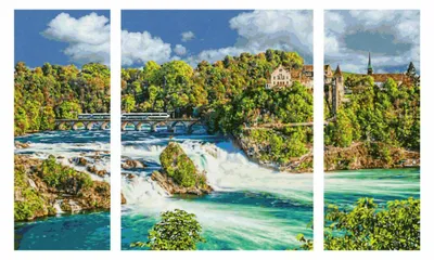Immagine prodotto di Schipper Malen nach Zahlen Naturschauspiel Rheinfall, Meisterklasse Triptychon, Malvorlage, Wandbild, 609260888