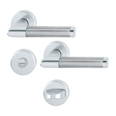 Produktbild von Hoppe Amsterdam Rosettengarnitur Aluminium F1 /  Edelstahl F69 1400/42KV/42KVS, Bad WC