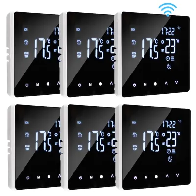 Obrázek produktu pro 6X Smart WiFi termostat 16A elektrický topný pokojový termostat podlahové vytápění LCD displej dotykový programovatelný vnitřní teploměr ovládání aplikací
