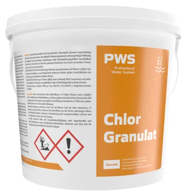 Produktbild von PWS Chlor Granulat 5 kg, organisch für Schockchlorung, schnell löslich für Poolwasser Desinfektion