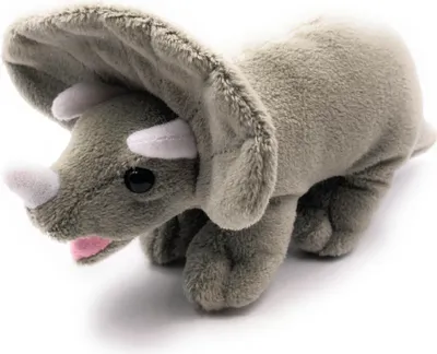 Produktbild von Onwomania Plüschtier Stofftier Kuscheltier Dinosaurier Urzeittier Dino Triceratops L 19 cm Grau