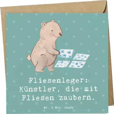Produktbild von Mr. & Mrs. Panda Grußkarte Fliesenleger Künstler - Meeresbrise - Geschenk, Beruf, Fliesenzauber, Berufsliebe, anlasskarte, Glückwunschkarte, Berufsalltag, Berufsprodukte