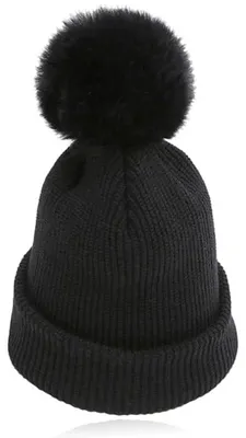 Immagine prodotto di Berretto da donna nero con pompon