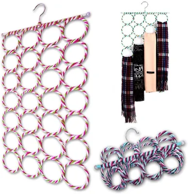 Produktbild von Schalhalter mit Ringen Aufhänger Gürtelhalter Krawattenhalter,klappbarer Schalhalter für Schal,Gürtel ,Krawatte Kleiderbügel