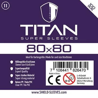 Produktbild von Shield Titan 11 - 100 Super Sleeves für Kartengröße 80 x 80 mm