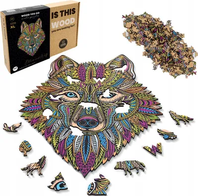 Zdjęcie produktu dla PUZZLE DREWNIANE WILK w pudełku 200 elementów A3 na prezent