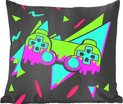 Produktbild von MuchoWow® Zierkissen Sofakissen Wohnzimmer Dekokissen 40x40 cm Gaming - Controller - Schwarz - Foto Kissen - Schlafzimmer Dekoration