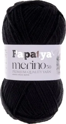 Papatya Merino50 Winterwolle 100g Strickgarn 50% Wolle Oeko-Tex Häkelgarn Farbwahl schwarz