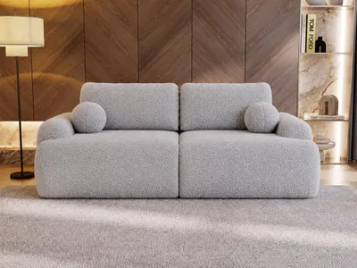 Produktbild von GrainGold 3-Sitzer Sofa Aurio - Gepolstertes Sofa - Moderne Sofa mit Bettfunktion - Wohnzimmer Sofa mit Bouclé-Stoff - Grau