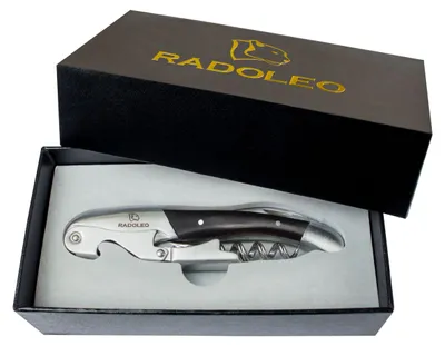 Produktbild von RADOLEO® Kellnermesser EBONY - Korkenzieher & Weinöffner | Profi Sommeliermesser & Flaschenöffner