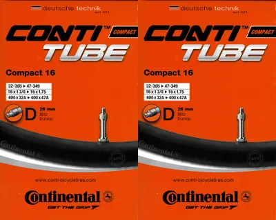 Produktbild von 2x Continental Compact 16 Schlauch 16 Zoll DV (32/47-305/349) DV 26mm