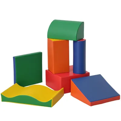 Produktbild von 7 TLG Riesenbausteine zum Toben & Klettern, Softbausteine Bausteinset, Großbausteine für Kinder Bunt