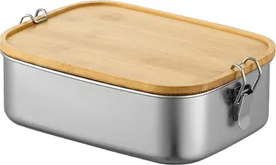 Produktbild von Edelstahl-Lunchbox mit Holzdeckel 800-1500ml