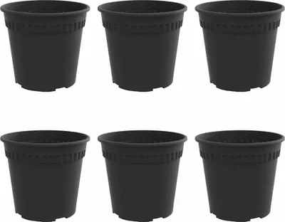 Zdjęcie produktu dla vidaXL Okrągła doniczka 6 szt. Czarna Ø 19 x 16 cm Tworzywo sztuczne