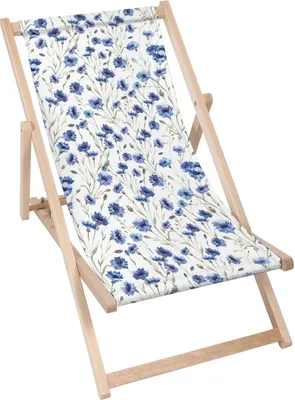 Produktbild von Dreamroots Liegestuhl klappbar Holz, Buchenholz bis zu 130 kg, Sonnenliege klappbar mit 3-stufiger Neigungsregulierung der Rückenlehne, Cornflowers