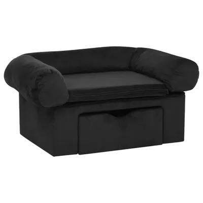 Produktbild von vidaXL Hundesofa mit Schublade Schwarz 75x50x38 cm Plüsch