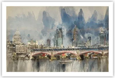 Produktbild von Poster - Poster ohne Rahmen - London Aquarell Panorama - 91,5x61 cm - Wand Bild - Wanddeko - Wandbilder - Kunstposter - Wandposter - Bilder - Kunstdruck - Wanddekoration - Wandbild - P2XAA91x61-4594