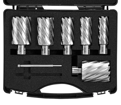 Produktbild von Wortelbohrer - Ringfräser - Metallfräser - Schnellwechselsystem für Fräser - HSS-Ringfräser - 6-teiliges Set