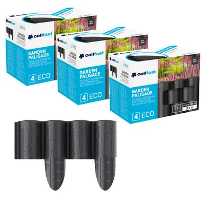 Produktbild von Cellfast-Gartenzaun Holzoptik frostbeständig Länge 7,2 m Farbe Anthrazit 34-032