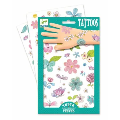 Produktbild von Glitzernde Blumentattoos, Djeco