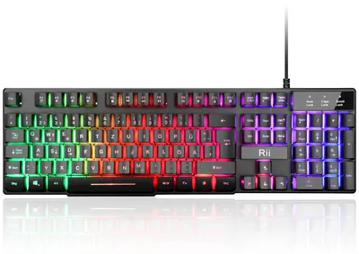 Zdjęcie produktu dla Klawiatura gamingowa do komputera, przewodowa klawiatura RGB, klawiatura LED z efektami świetlnymi
