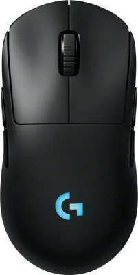 A top-down view of a black Logitech G PRO 2 LIGHTSPEED wireless gaming mouse against a white background.